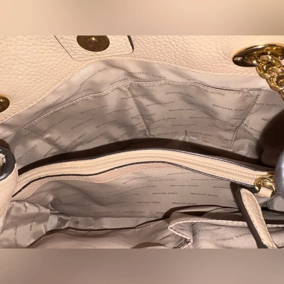 Michael Kors Jet Set Chain Shoulder Tote Nude Blush Leather - Picture 10 of 11